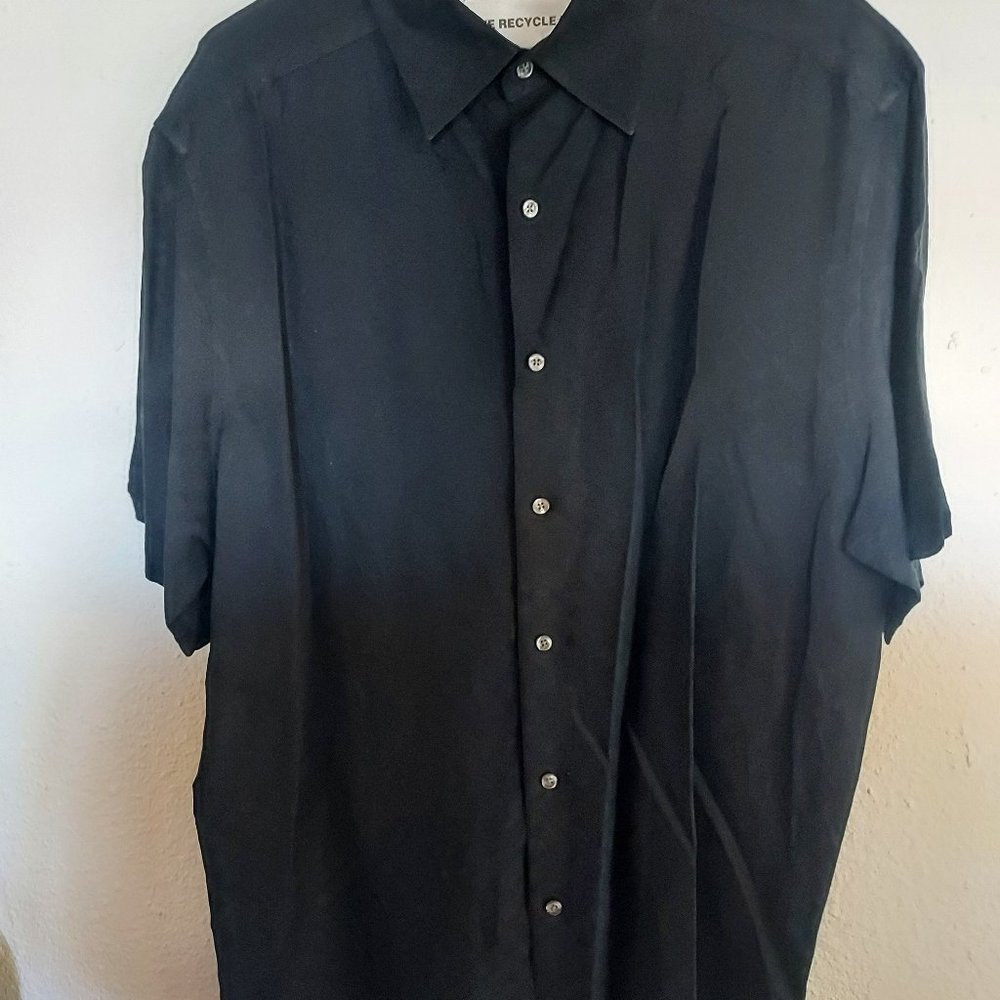 Liz Claiborne black casual short sleeve patterned shirt XL